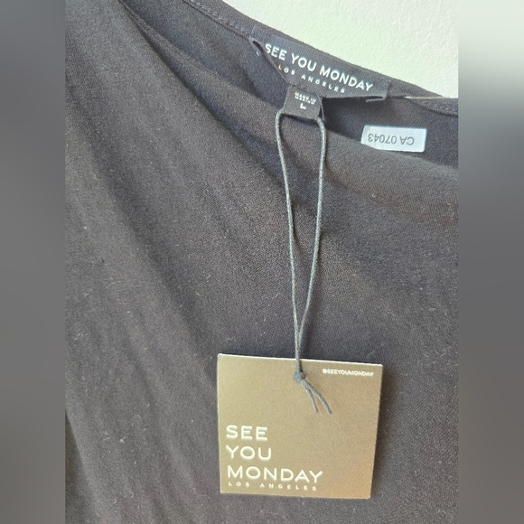 SEE YOU MONDAY LA Elegant Black One-Shoulder Dress MAXI TIE Bodycon Size L M - Picture 2 of 5